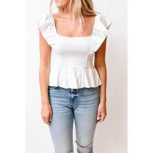 NEW NATION LTD jenny ruffle tank in white